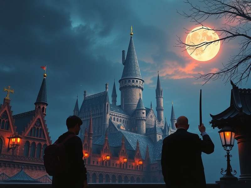 Player casting a spell in Harry Potter Game with glowing wand effects