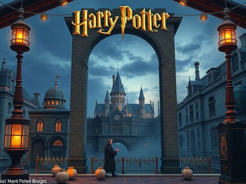 Harry Potter game logo and Hogwarts castle