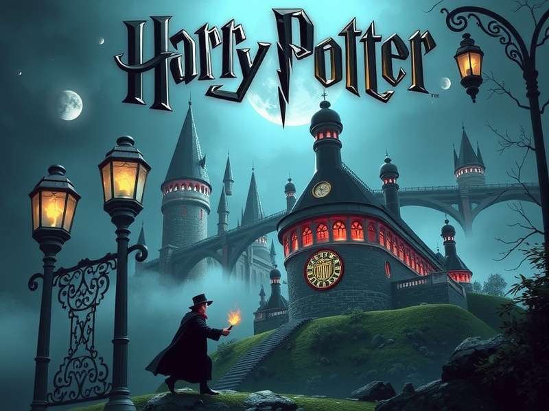 Harry Potter game scene with Hogwarts castle and magical elements
