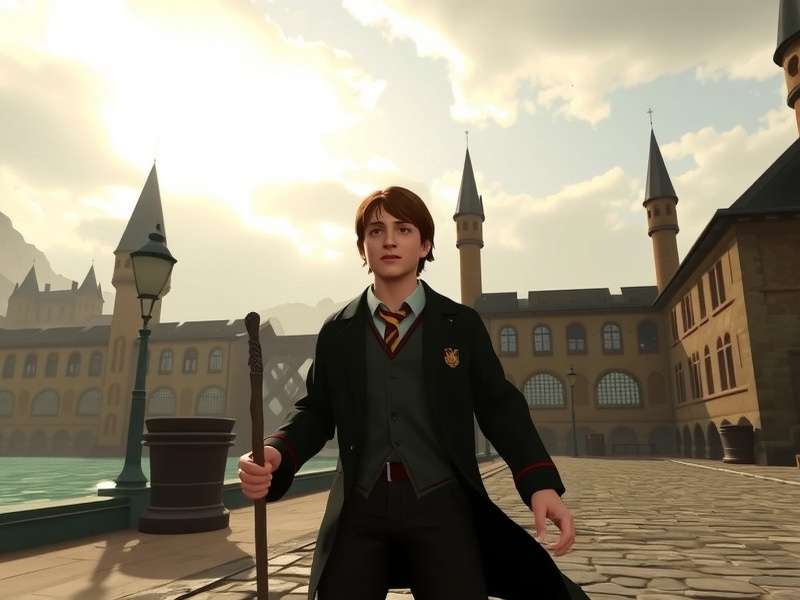 Harry Potter PS5 gameplay showcasing spell combat with vibrant visual effects