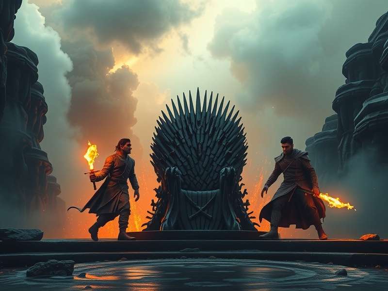 Concept art showing Hogwarts castle with Game of Thrones banners and characters