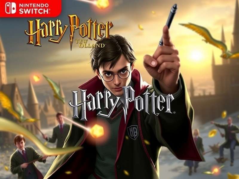 Harry Potter magic book and wand on Nintendo Switch
