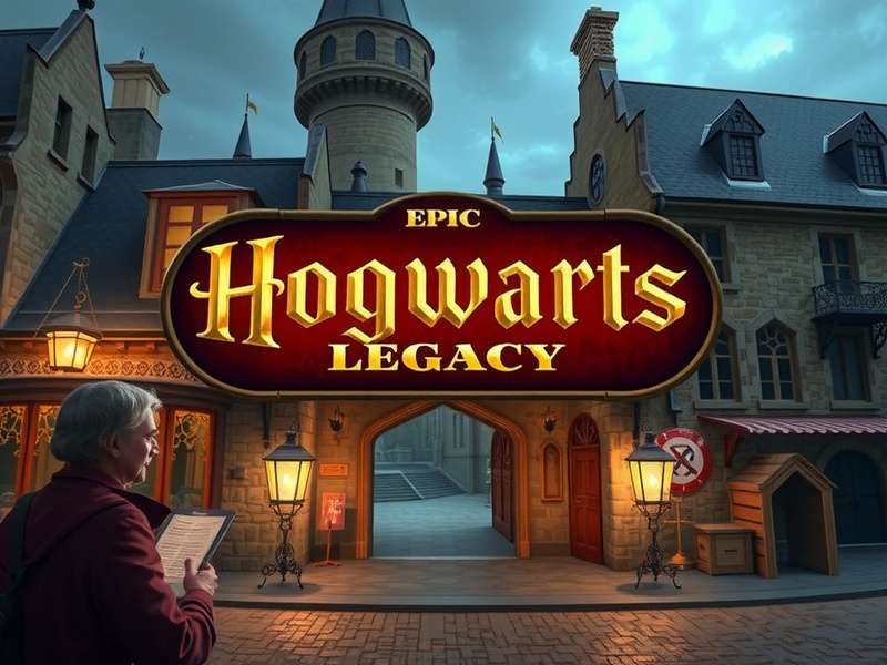 Hogwarts Legacy Game Cover Art showing a wizard overlooking Hogwarts