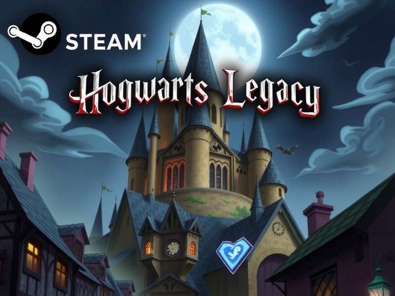Hogwarts Legacy gameplay on Steam showing a student casting a spell in the Grand Staircase