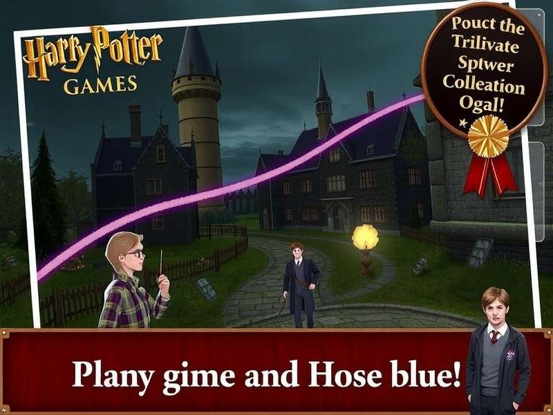 Magical Harry Potter game scene with wand and spellbook