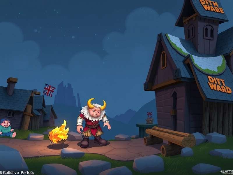 A majestic, mysterious castle resembling Hogwarts at dusk with glowing windows