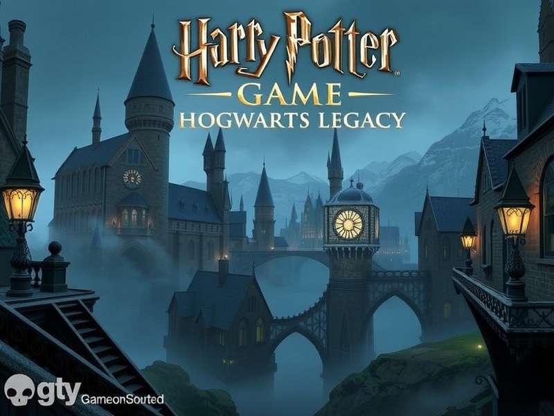 Concept art of a mystical wizard landscape beyond Hogwarts