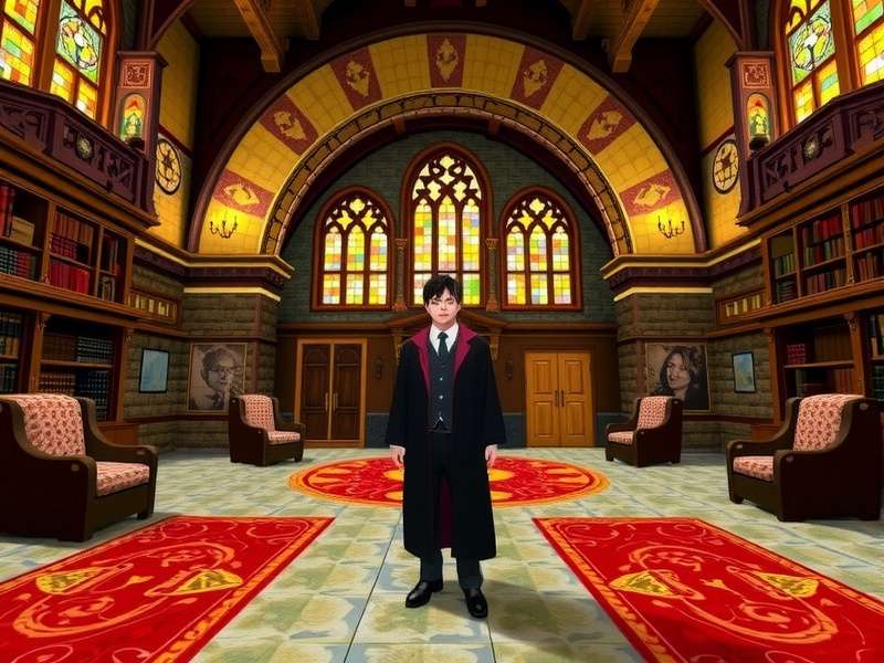 Two players casting spells in Harry Potter VR duel with magical effects