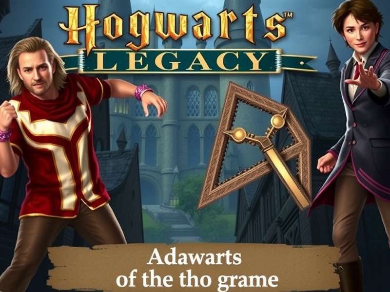 Hogwarts Legacy For Free – Magical castle with wand and lightning bolt