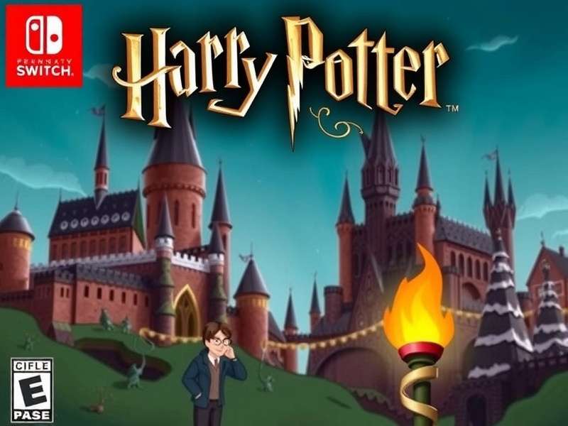 Harry Potter game on Nintendo Switch handheld mode, showing magical gameplay with vibrant colours