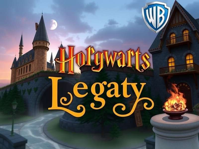 Hogwarts Legacy open world gameplay screenshot showing the castle and surrounding Highlands
