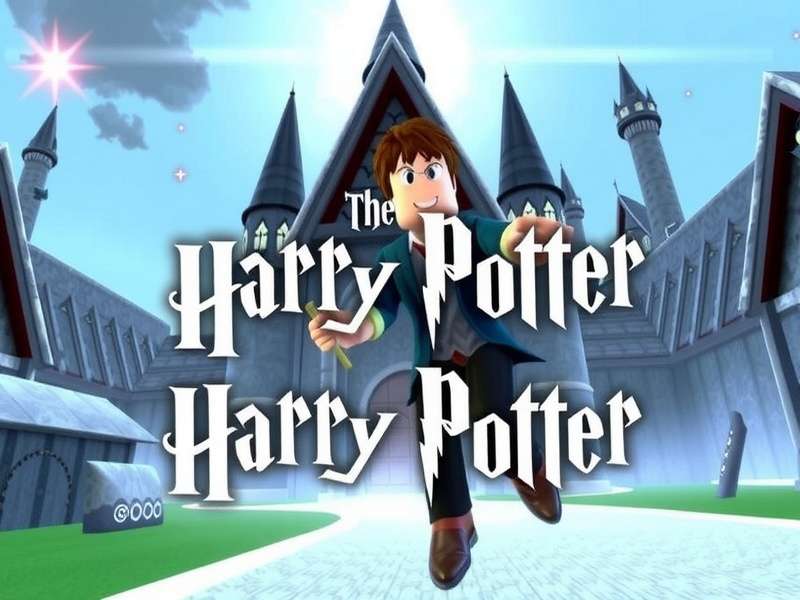 Harry Potter themed Roblox game world with magical castle and wizards