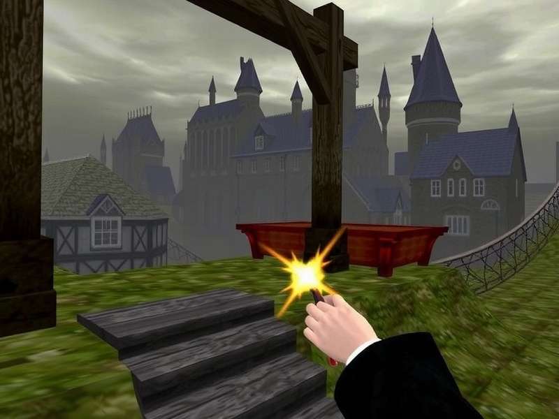 Harry Potter and the Philosopher's Stone 2001 PC game cover art featuring Harry, Hermione, and Ron in front of Hogwarts castle